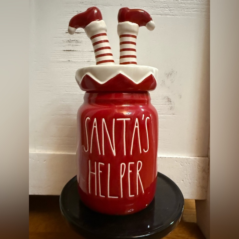 Rae Dunn Red Santa's Helper canister red